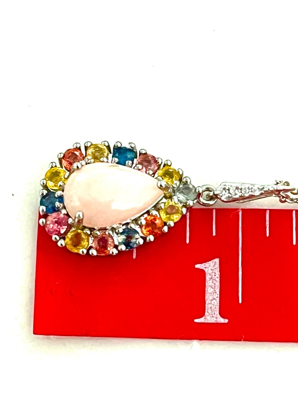 Genuine 4ct Opal Sapphire 14KGP Necklace - Picture 3 of 4